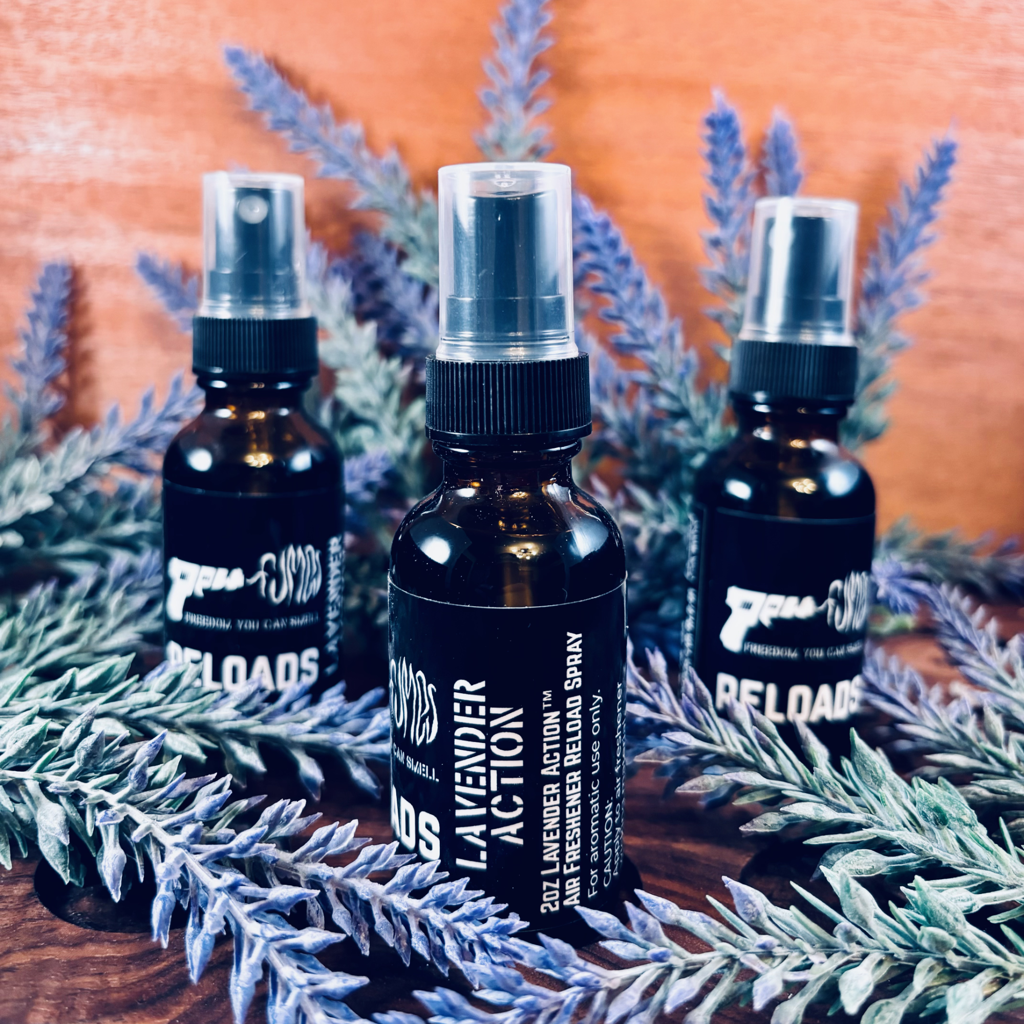 Lavender Action reload sprays with springs of lavendern